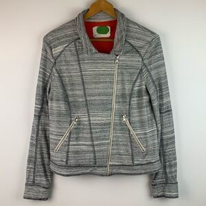 Anthropologie Women’s Gray Caitlin Knit Moto Jacket zip front no size tag